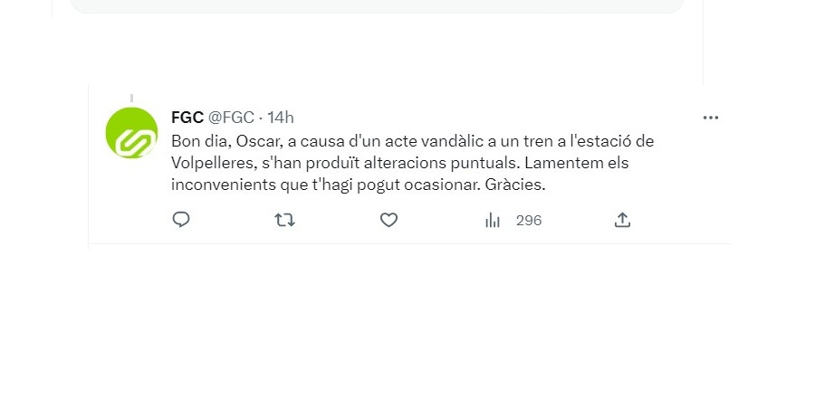 Tuit amb la mentida de l'acte vandalic