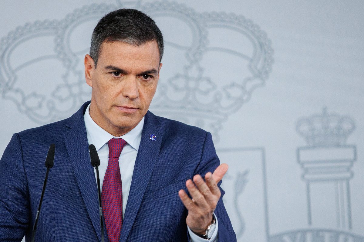 Arxiu - El president del Govern en funcions, Pedro Sánchez, ofereix una roda de premsa després de reunir-se amb el Rei Felip VI, al Complex de la Moncloa, el 3 d'octubre del 2023, a Madrid (Espanya). El secretari general del PSOE i president del Gobi