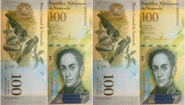 Cent mil bolívars venezuela