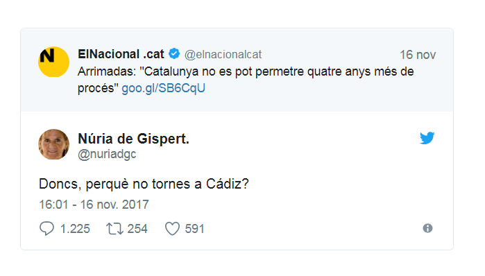 Tuit de Gispert Torna a Cadiz